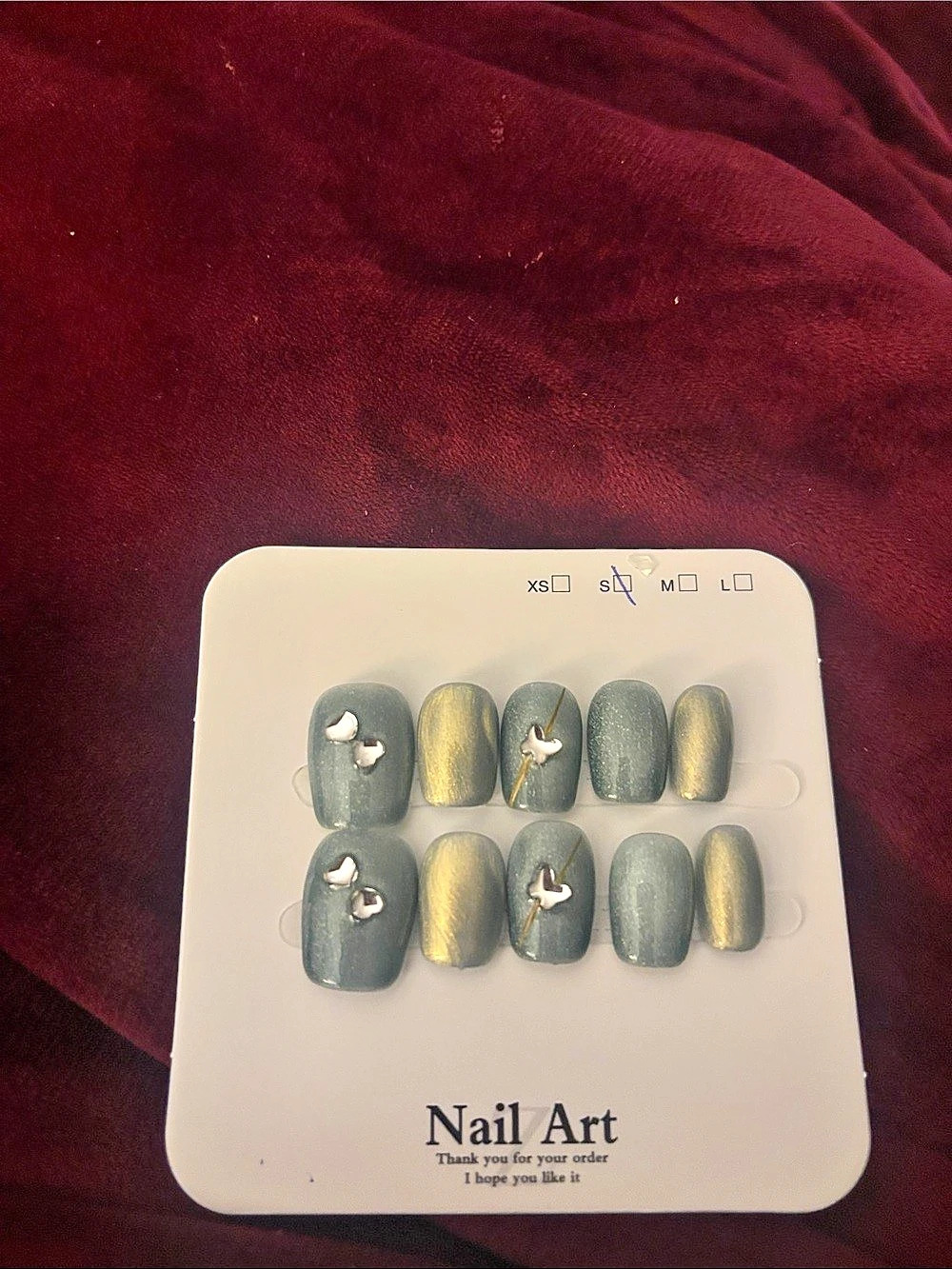 Olive & Gold Press-On Nails